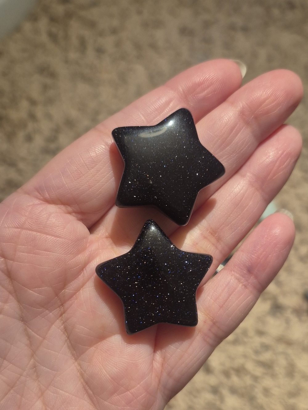 Blue Goldstone Star Cabochons - Pair